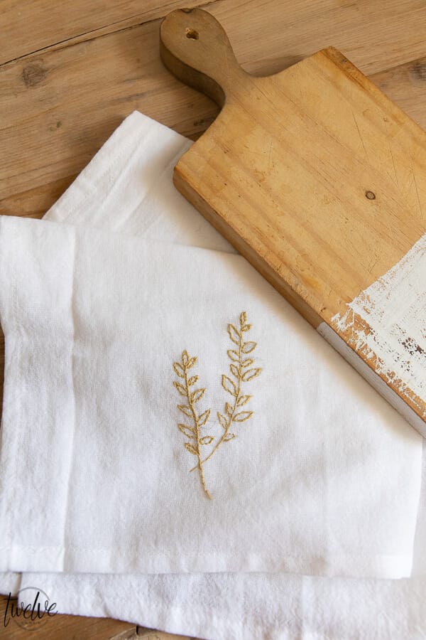 Easy DIY Embroidered Tea Towels