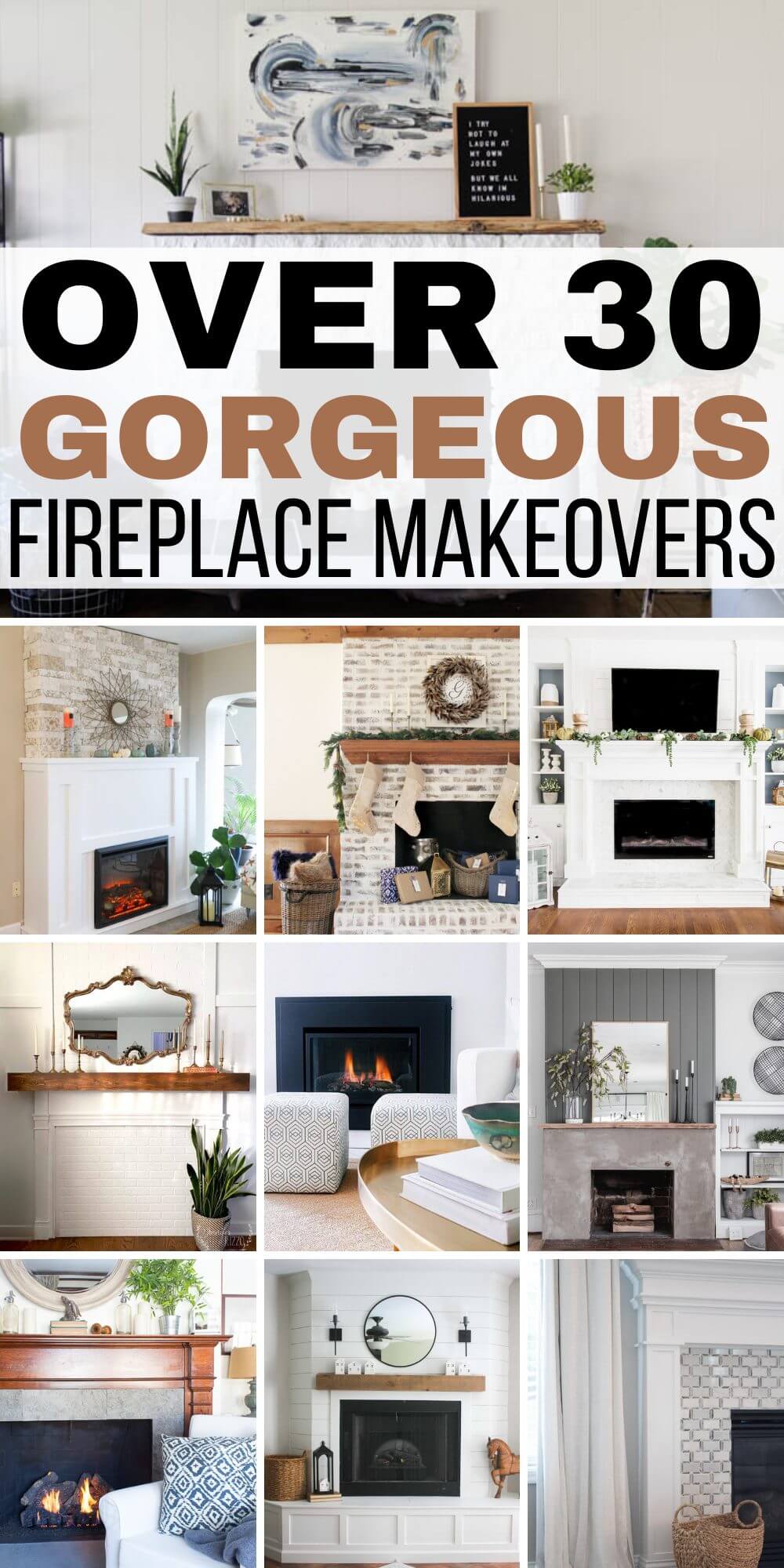 Looking to make over your fireplace? I have over 30 amazing <span style='background-color:none;'>fireplace makeover ideas</span><span style='background-color:none;'> </span>to inspire you. There are so many great ideas.