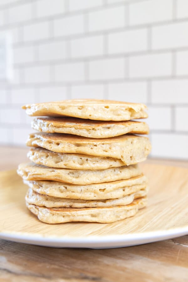How to make amazing oatmeal sourdough discard pancakes that are light and fluffy and taste amazing! Its a great us for your sourdough starter