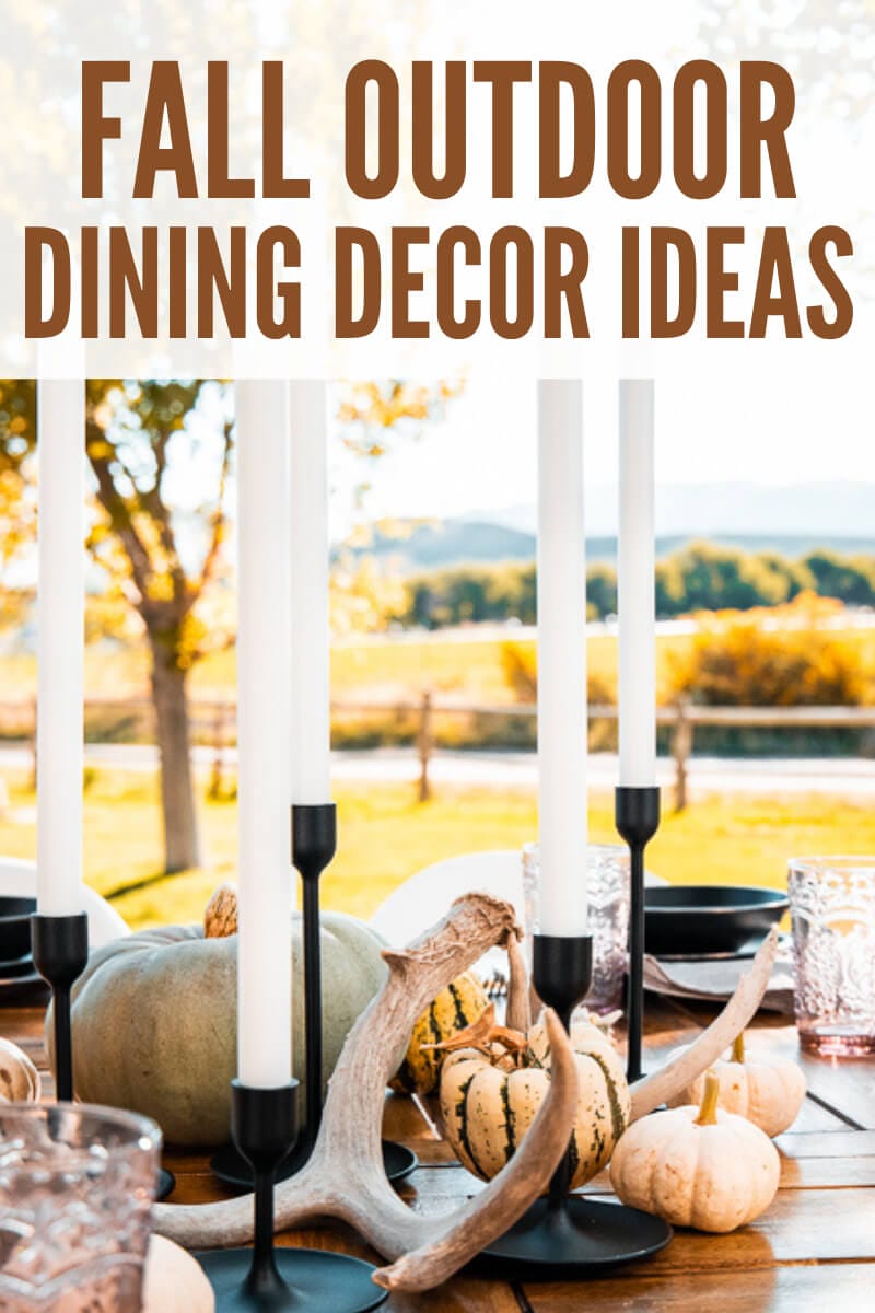 Oodles of inexpensive and stylish ways to decorate an outdoor table for your next fall get together.  Create something gorgeous that is also easy to throw together and makes a statement. I love these fall outdoor dining decor ideas.