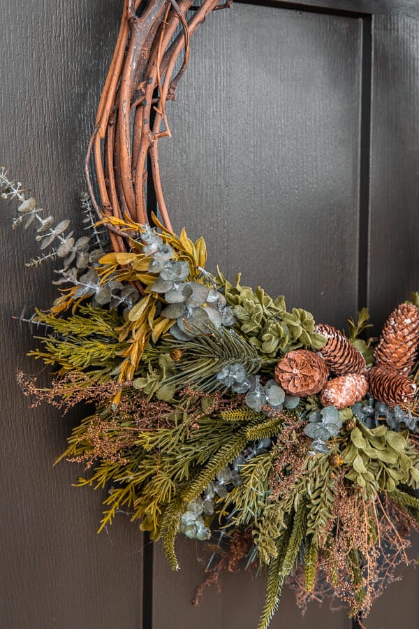 Winter Pine & Sign Grapevine Wreath - Free Tutorial & Supply List