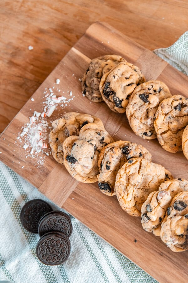The combination or Oreos, milk chocolate chips and white chocolate chips in these cookies are what dreams are made of.  These cookies are soft and gooey, full of yummy bits and are a crowd pleaser.