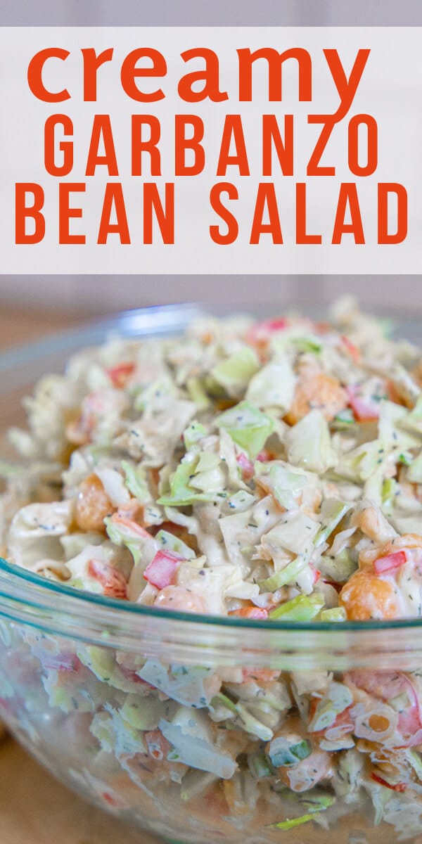 This amazing creamy and zesty garbanzo bean salad is so flavorful, easy to make and is a great meat alternative!