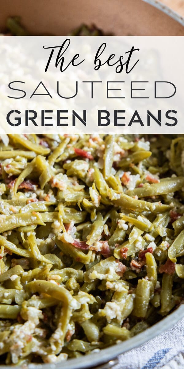 These spicy sauteed green beans with bacon and parmesan is the perfect side dish on busy weeknights or for a holiday party! 