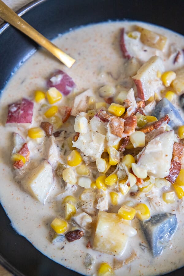 Hearty Creamy Chicken Corn Chowder with Potatoes and Bacon