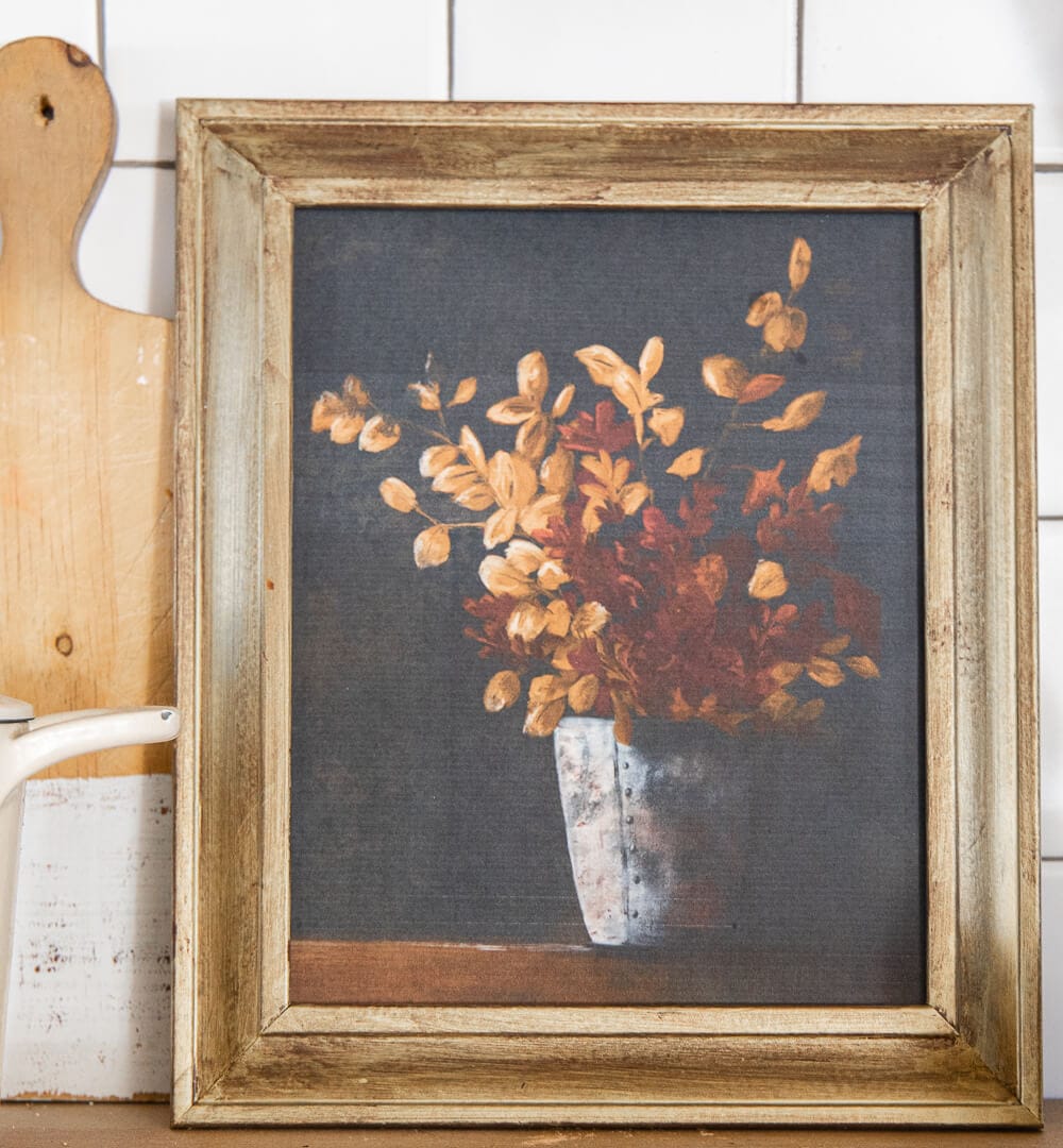 Get this FREE fall flowers printable art now! This moody still life is perfect to hang in your home during the fall months or always.