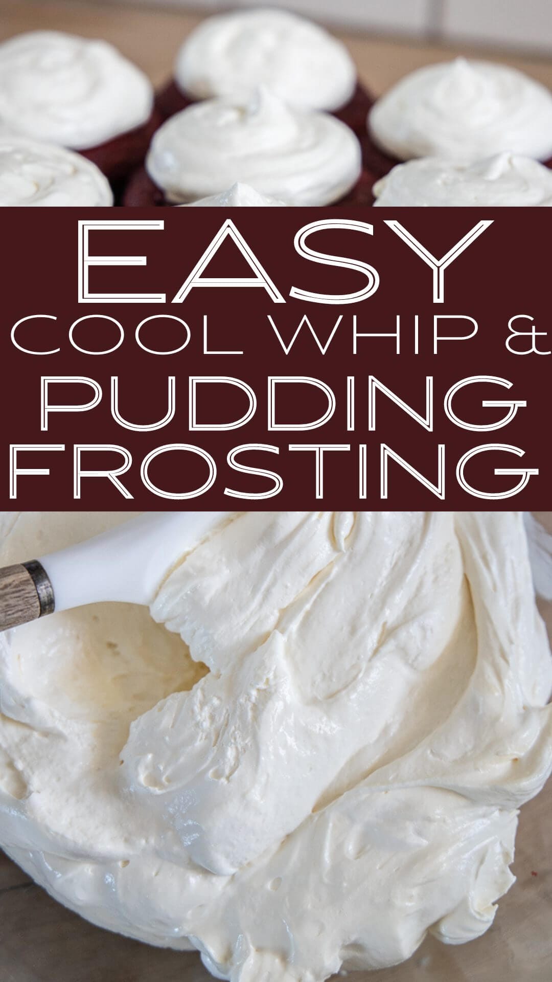 How to make this easy and versatile cool whip frosting. This is a great alternative to traditional frostings and is perfect on cupcakes and cakes!