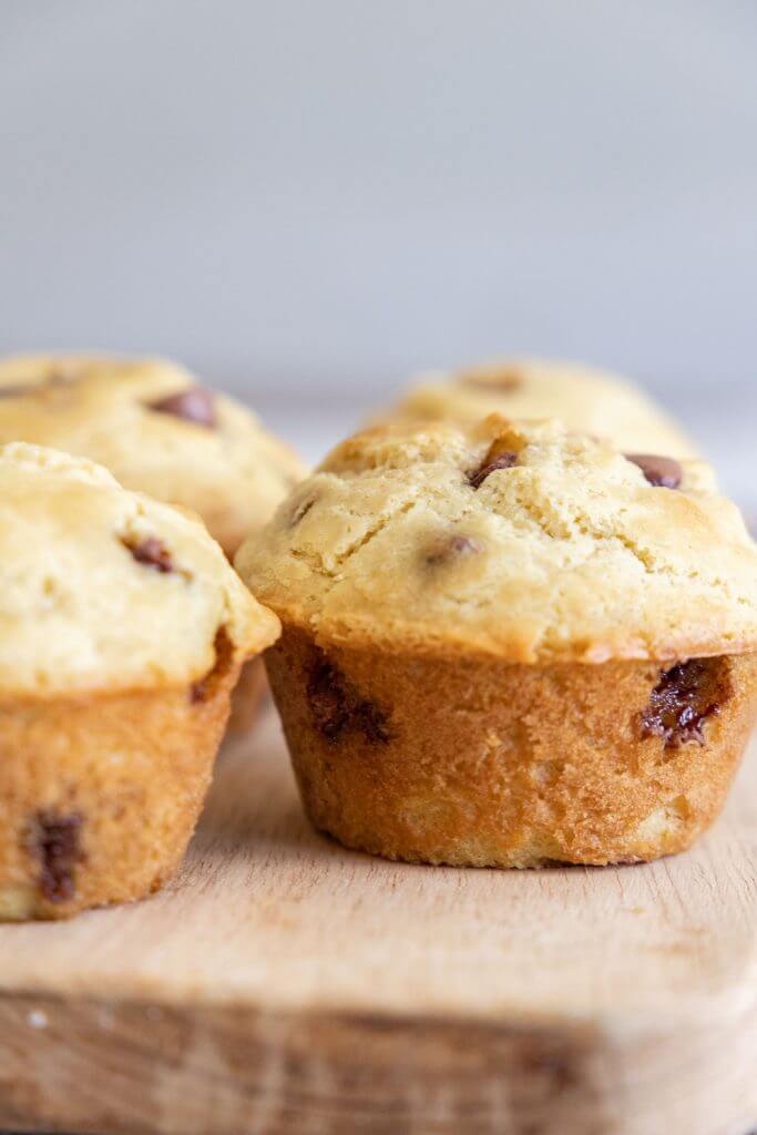 Easy to make sourdough discard chocolate chip muffins! Enjoy these light and fluffy muffins with an amazing flavor of sourdough and chocolate With the use of the sourdough discard you can gain some of the healthy benefits and also the flavor! The sweetness of the chocolate chips are the perfect balance!