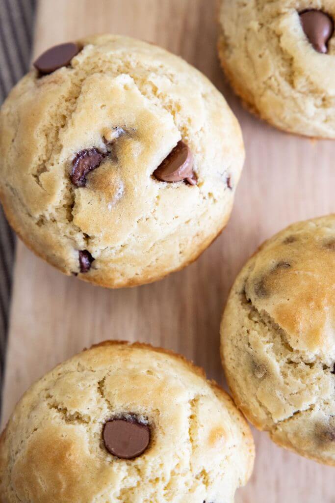 Easy to make sourdough discard chocolate chip muffins! Enjoy these light and fluffy muffins with an amazing flavor of sourdough and chocolate With the use of the sourdough discard you can gain some of the healthy benefits and also the flavor! The sweetness of the chocolate chips are the perfect balance!