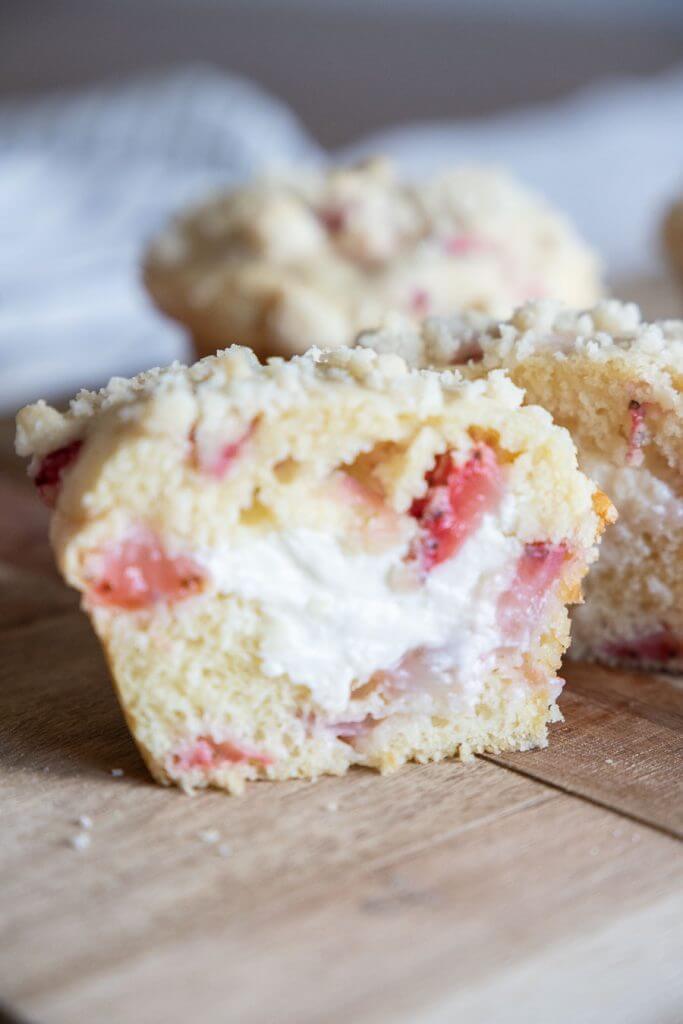 Make these amazing strawberry muffins with cream cheese filling. These cheesecake strawberry muffins are sweet tender with a creamy center.