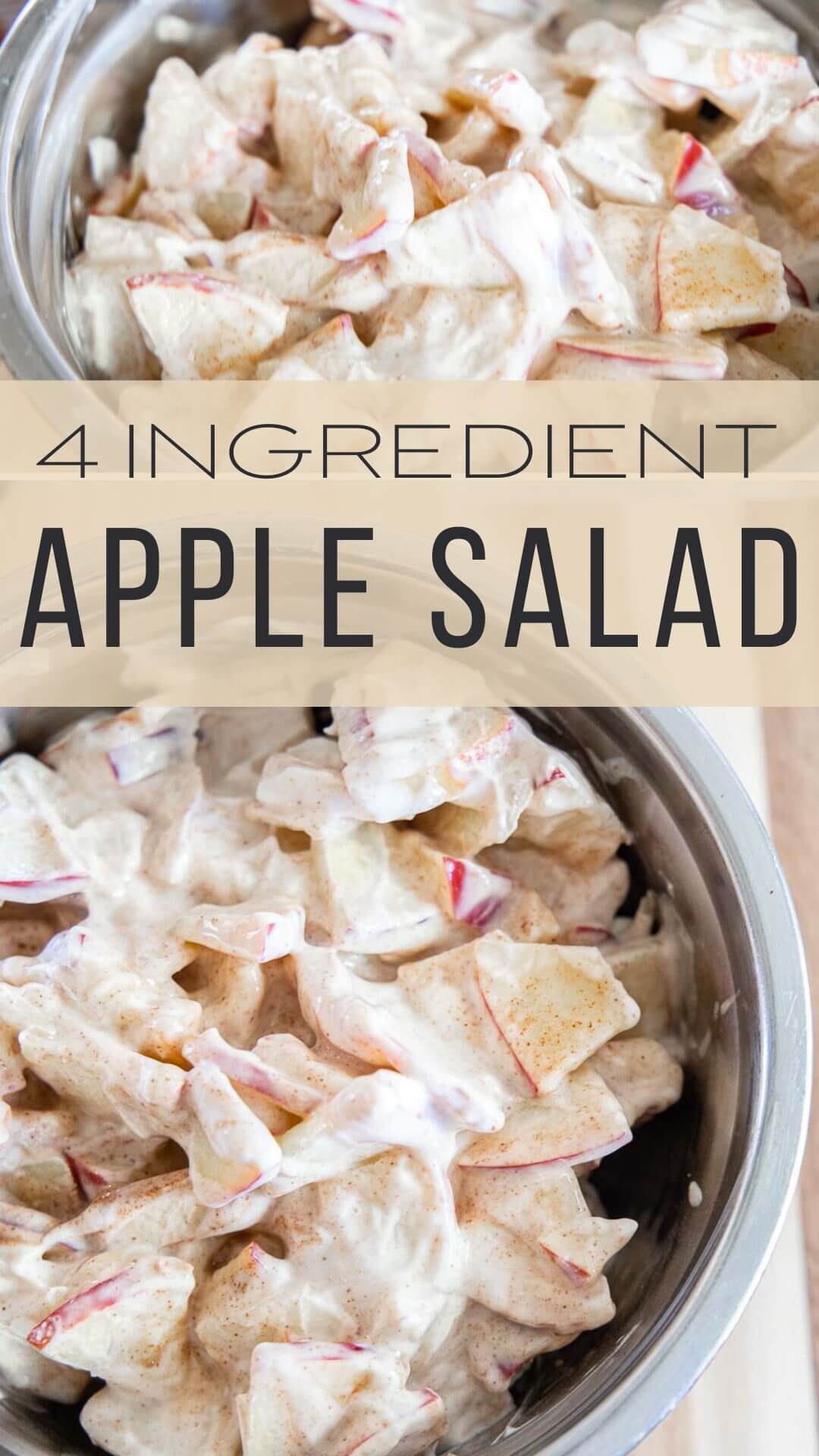 Make this easy 4 ingredient apple salad that is a great high protein snack or dessert! Its easy to make and tastes amazing.