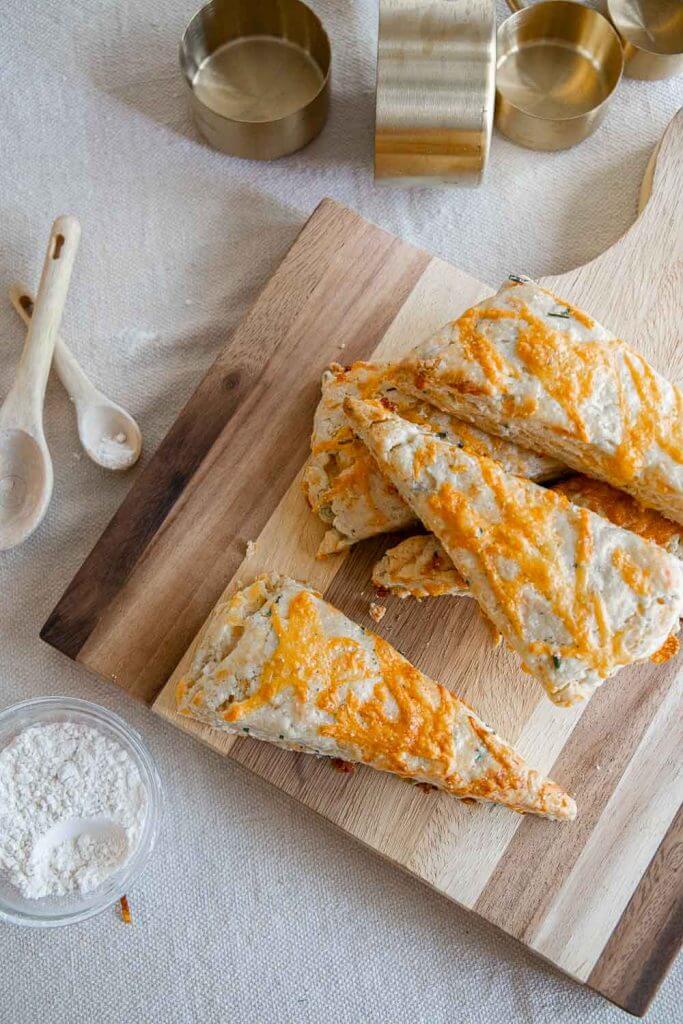 Make these amazing sourdough scones with cheddar cheese and chives. These sourdough discard scones are so easy to make!
