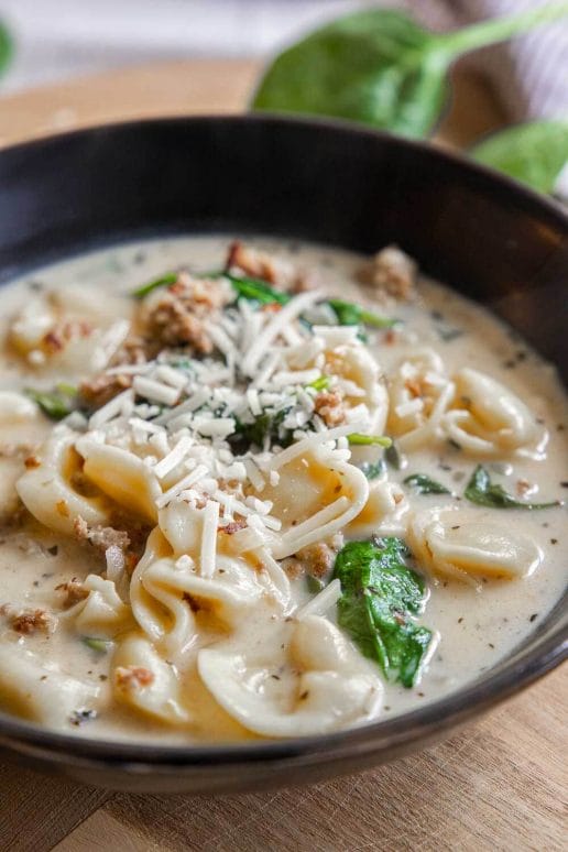 Creamy Tortellini Soup with Sausage and Spinach - Twelve On Main