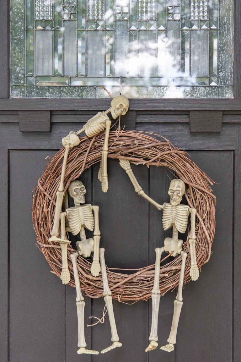 How to Make a Halloween Wreath With Dollar Store Skeletons