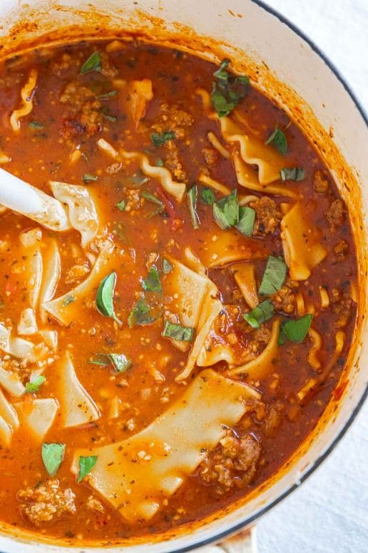 Easy Lasagne Soup with Spicy Sausage - Twelve On Main