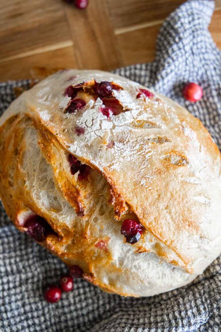 Cranberry Sourdough Bread with Orange Zest, Rosemary, Brown Sugar and Cinnamon