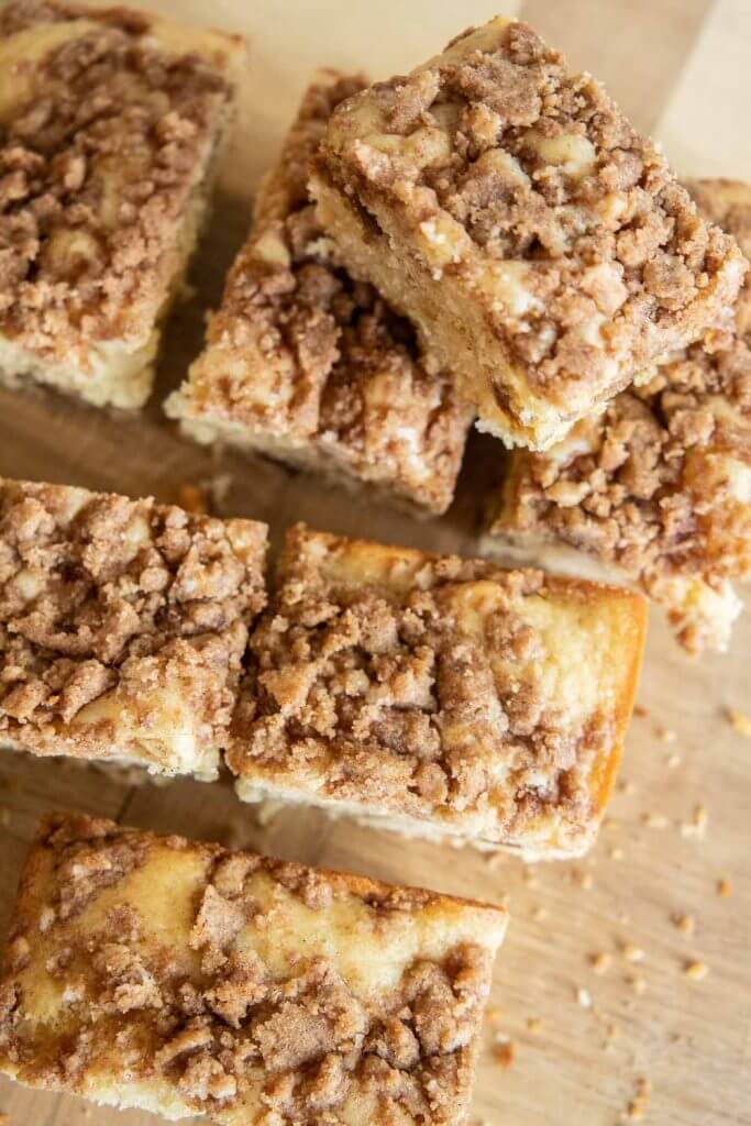 Make this amazing sourdough coffee cake using sourdough discard. The sweet, tender cake with the cinnamon center and streusel topping is it!`