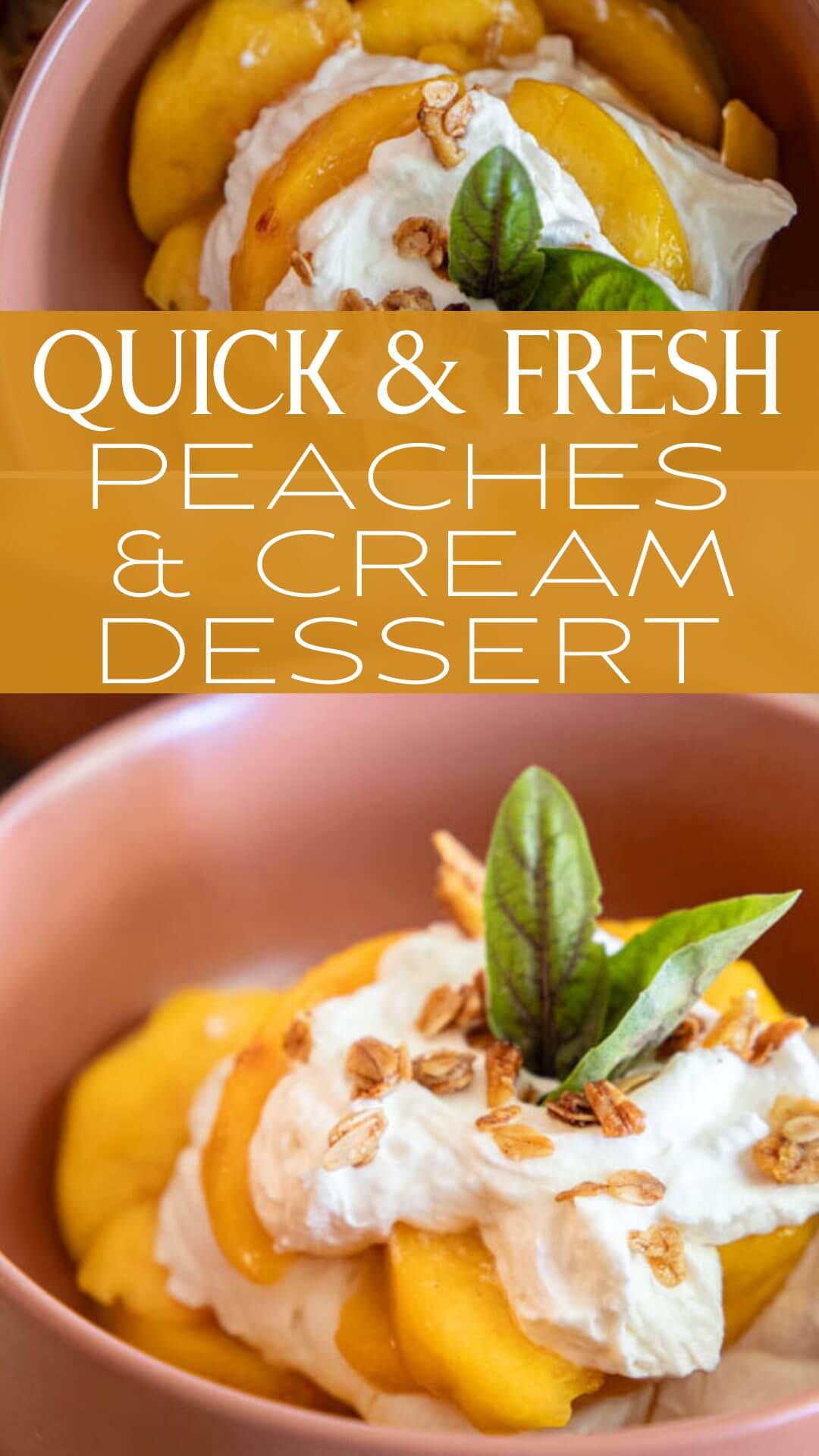 This quick and easy peaches and cream dessert is the perfect late summer treat. It takes minutes to make and is so refreshing!