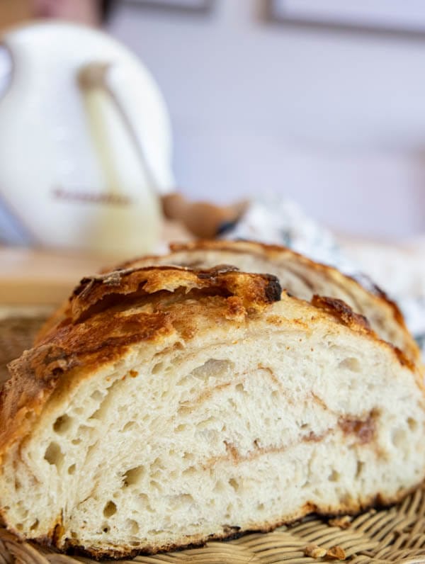 This amazing cinnamon honey butter sourdough bread is the perfect treat! With sweet buttery ribbons of flavor throughout the bread it is the perfect balance.