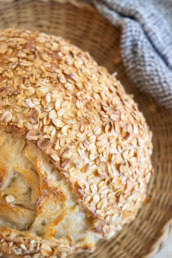 This amazing honey oat sourdough bread is so easy to make and tastes amazing! Slightly sweeter than regular sourdough bread with oats too!