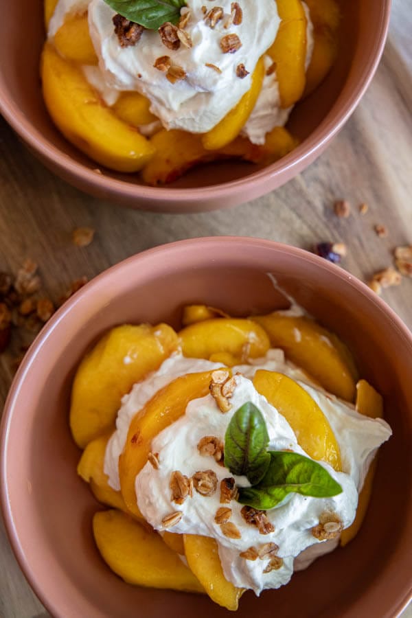 This quick and easy peaches and cream dessert is the perfect late summer treat. It takes minutes to make and is so refreshing!