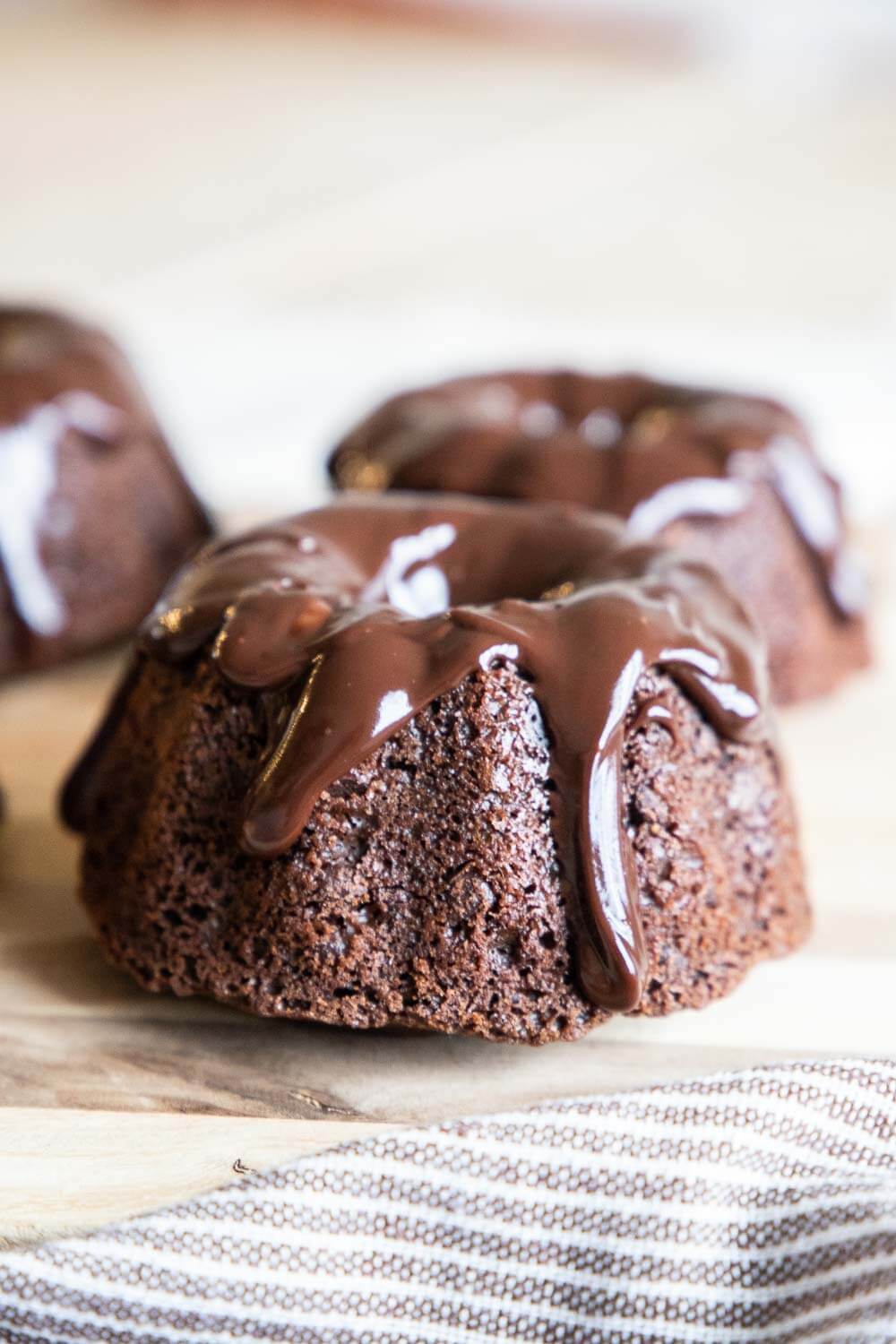 Easy Sourdough Double Chocolate Mini Bundt Cakes