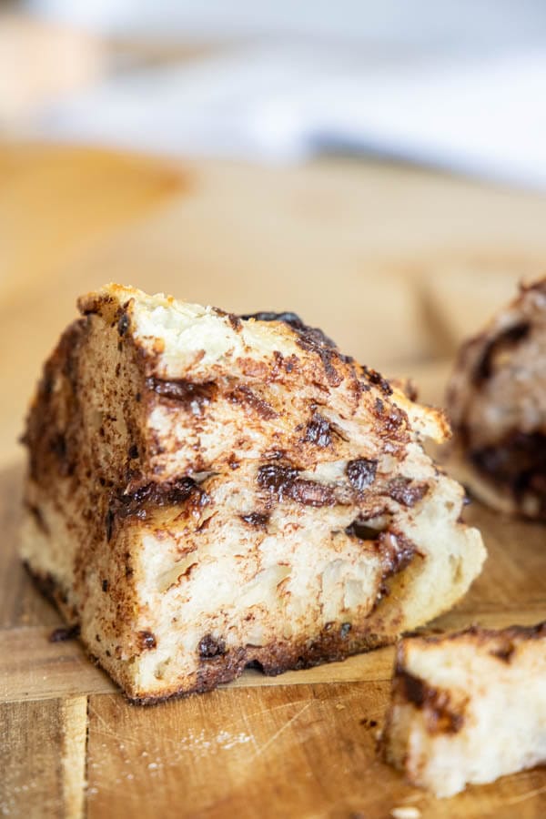 Make this amazing chocolate chip sourdough bread. This takes my classic sourdough bread and turns it into a decadent chocolatey treat!