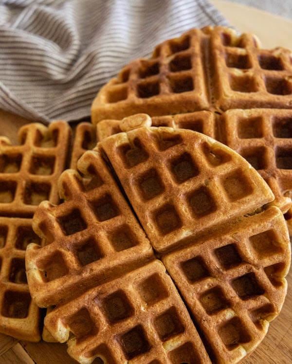 Make these amazing sourdough pumpkin waffles using sourdough discard. You can make these the night before to create true sourdough waffles or whip them up in the morning and enjoy them right away! They are sweet and spicy, the perfect pumpkin breakfast for fall.