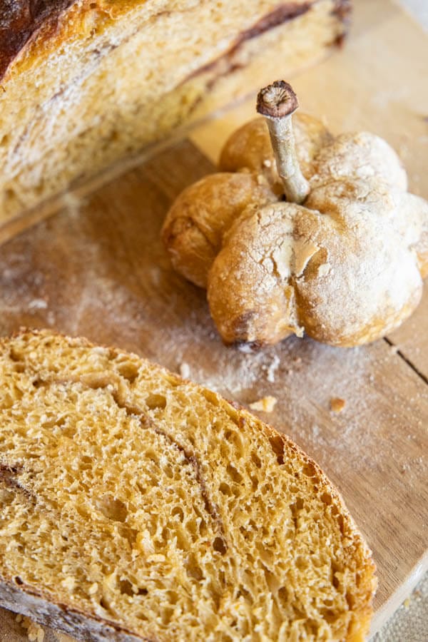 This is an amazing fall treat! This is a fun take on regular dutch oven sourdough bread, but with all the pumpkin spice flavors! Enjoy this bread a french bread, toasted with butter or even with a sweet honey butter!