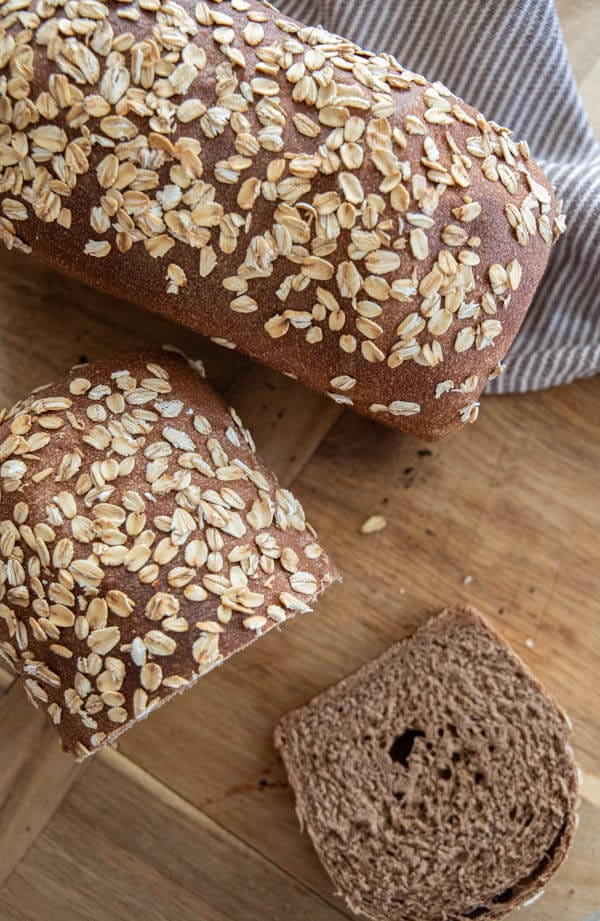 This sourdough molasses bread is soft and so flavorful. It reminds me of the brown pumpernickel bread from The Cheesecake Factory. This is so much like pumpernickel bread but without the rye flour.